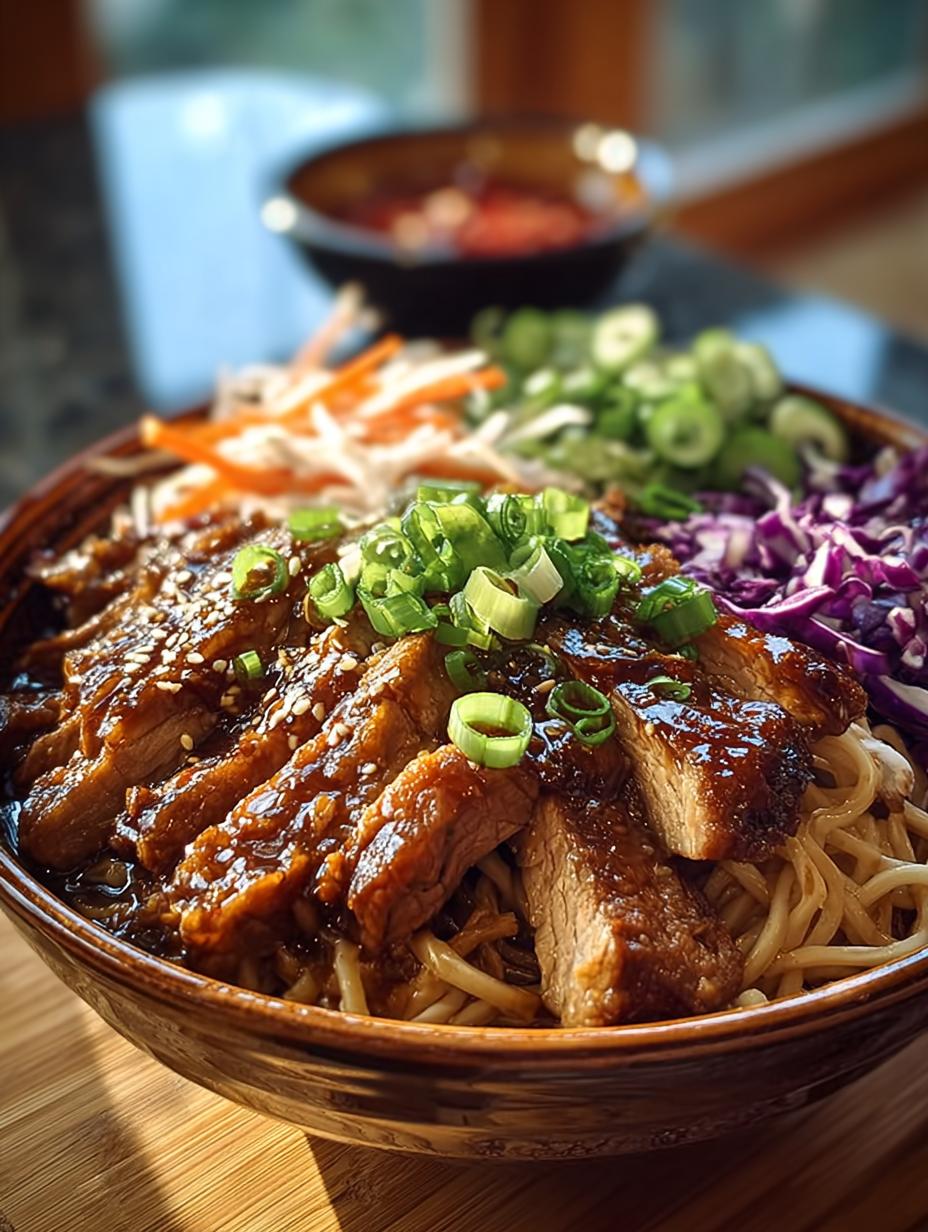 Delicious Noodle Bowl with Pork & Cabbage Slaw Recipe - Noodle Bowl with Pork - main visual representation