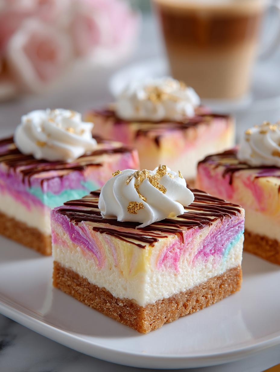 Pastel Swirl Cheesecake Bars