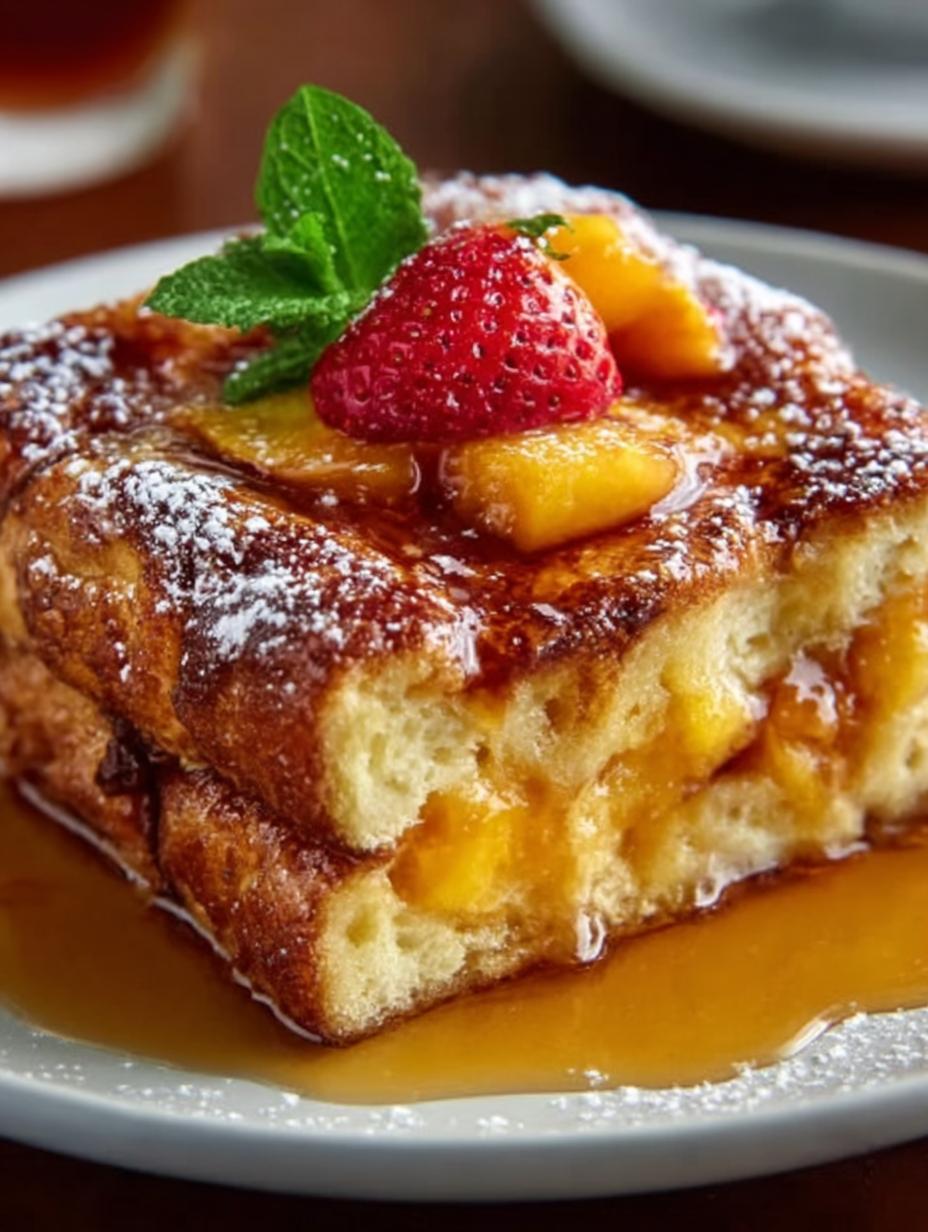 Delicious Peach Cobbler French Toast Bake Recipe - Peach Cobbler French Toast - additional detail