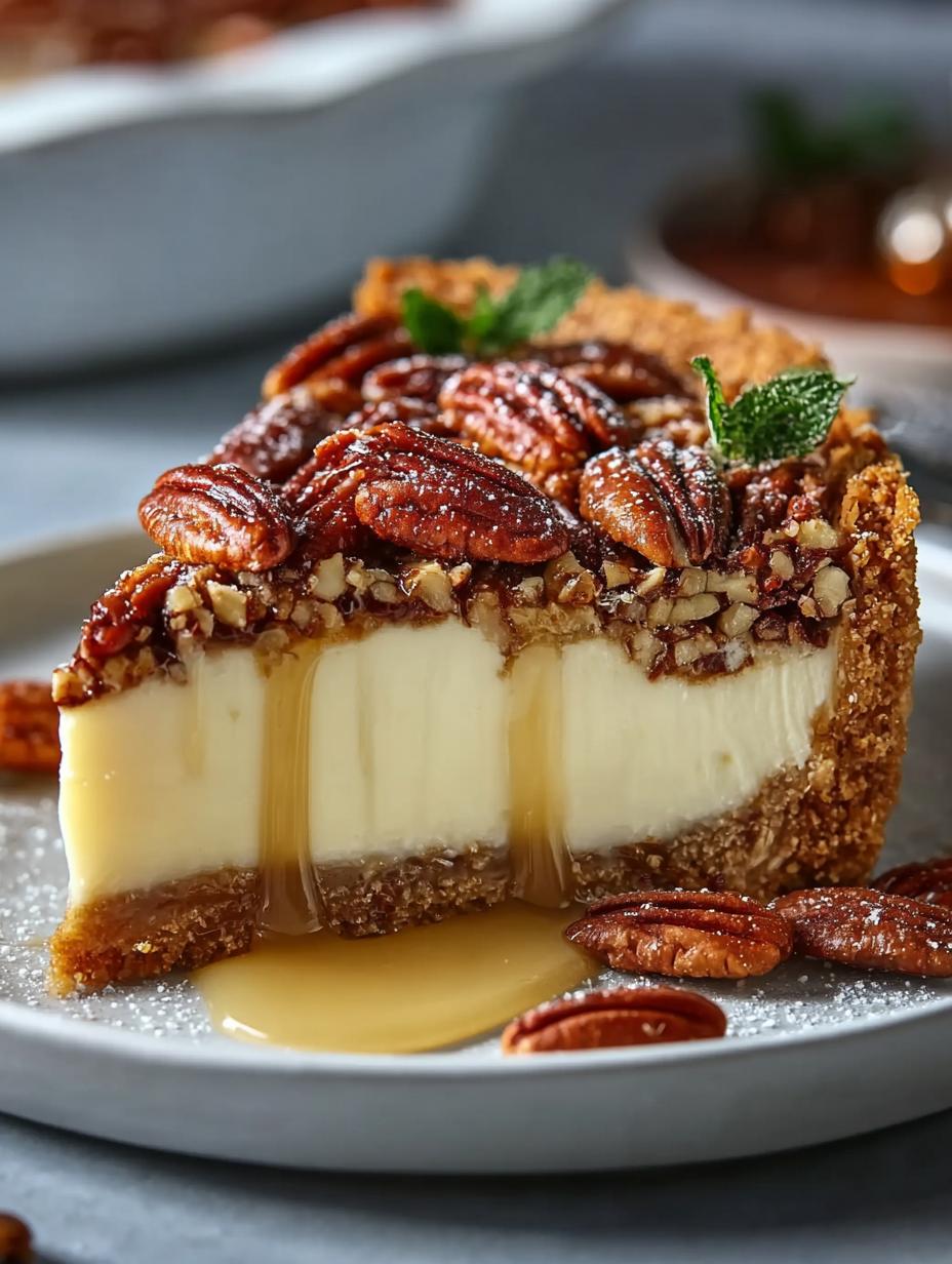 Delicious Pecan Cheesecake Pie with Rich Layers - Pecan Cheesecake Pie - additional detail