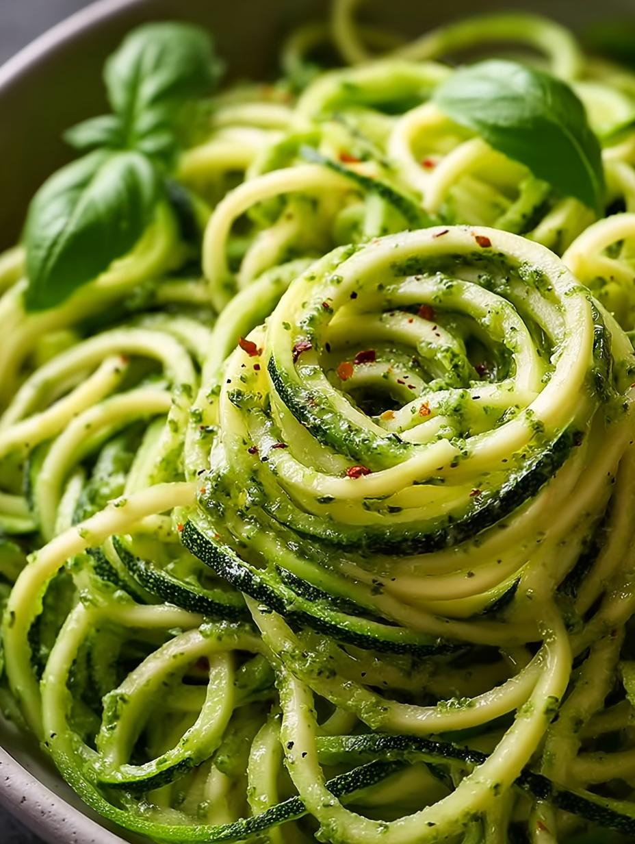 Delicious Pesto Zucchini Noodles in 25 Minutes 4 Delicious Pesto Zucchini Noodles in 25 Minutes - Pesto Zucchini Noodles - main visual representation