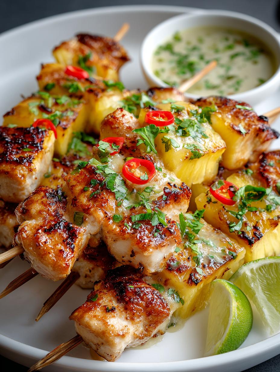 Pineapple Coconut Chicken Skewers: 5-Star Tropical Delight 5 Pineapple Coconut Chicken Skewers: 5-Star Tropical Delight - Pineapple Coconut Chicken Skewers - additional detail