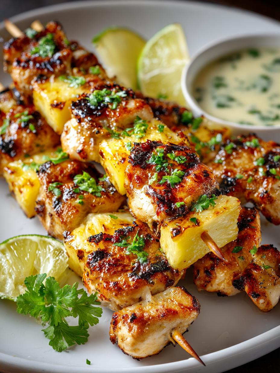 Pineapple Coconut Chicken Skewers