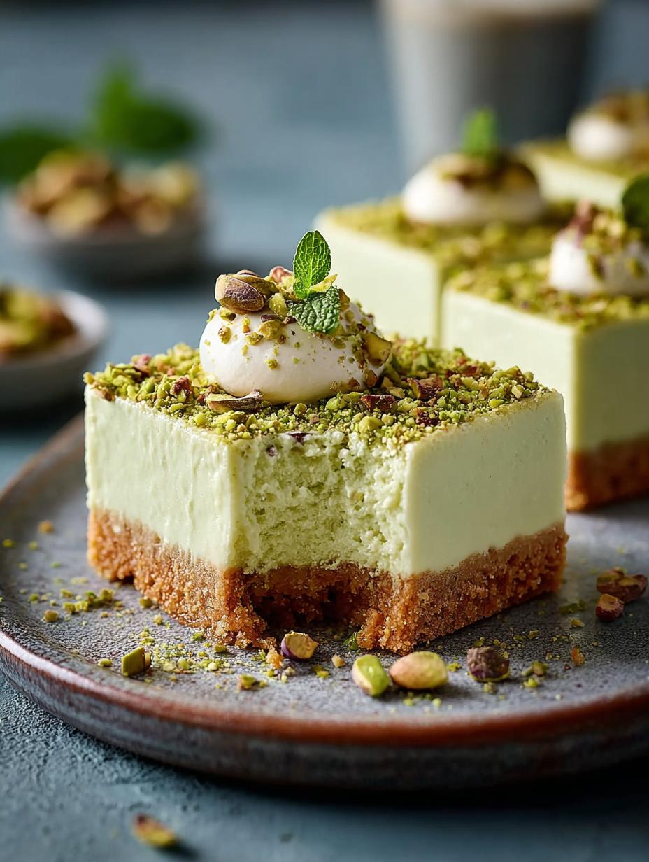 Pistachio Cream Cheesecake Bars: 12 Irresistible Treats 5 Pistachio Cream Cheesecake Bars: 12 Irresistible Treats - Pistachio Cream Cheesecake Bars - additional detail