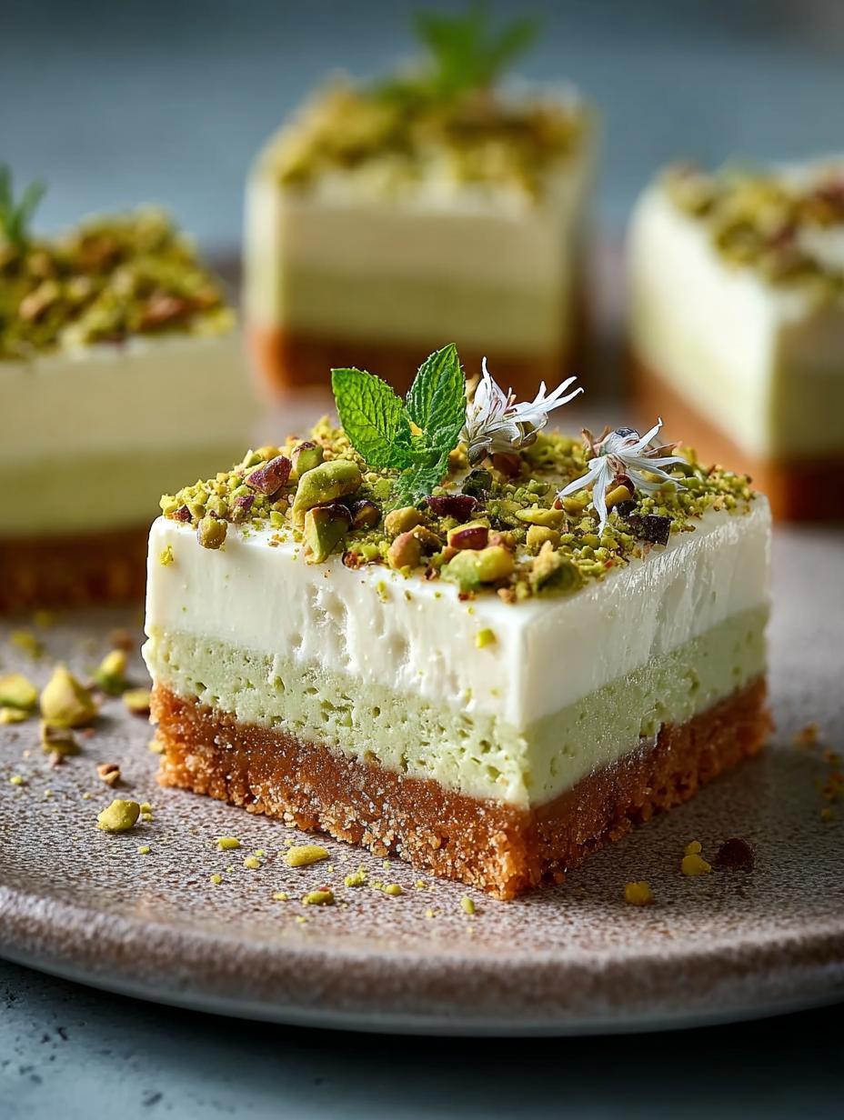 Pistachio Cream Cheesecake Bars
