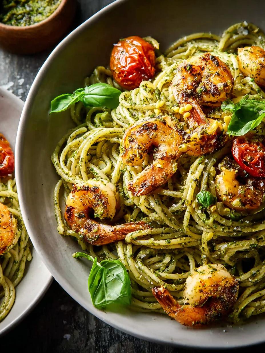 Delicious Pistachio Pesto Shrimp Pasta for Dinner - Pistachio Pesto Shrimp Pasta - additional detail
