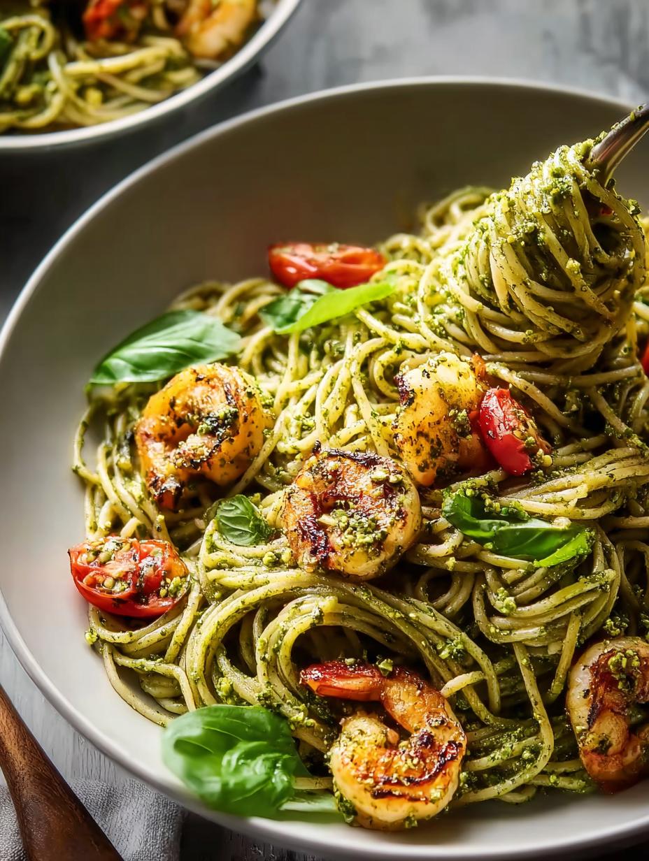 Pistachio Pesto Shrimp Pasta