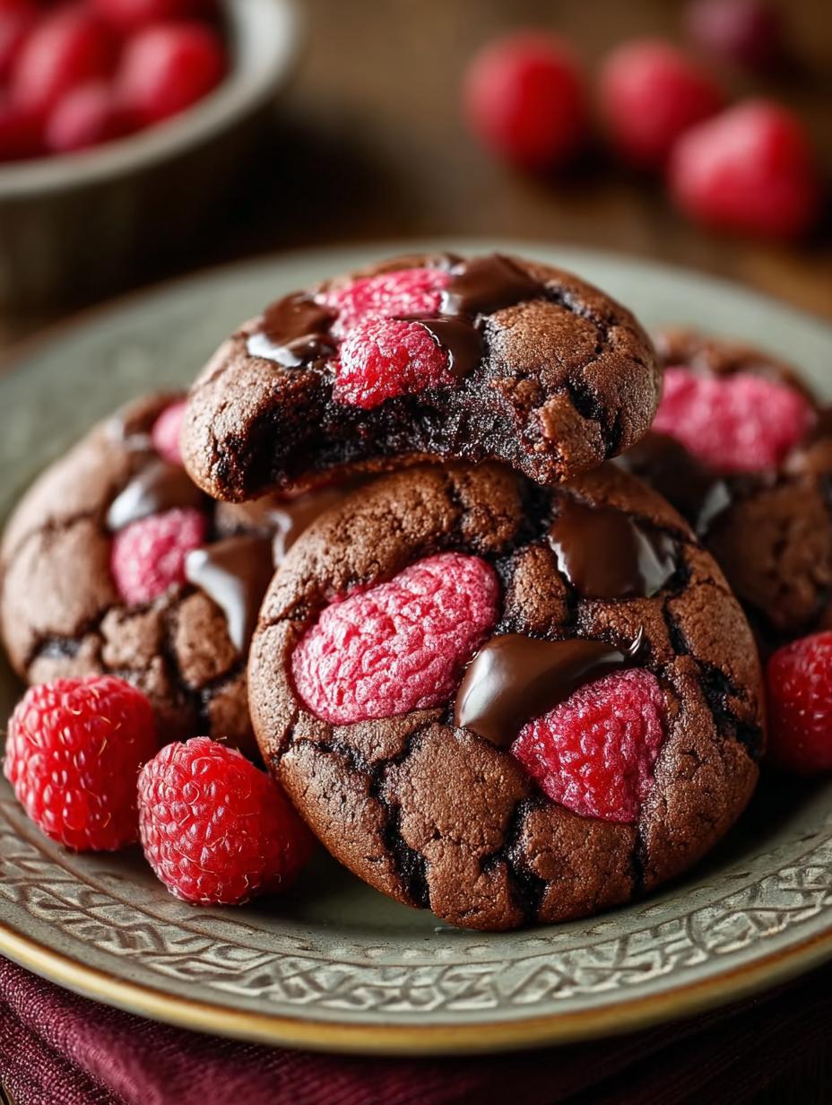 Raspberry Dark Chocolate Cookies: 24 Chewy Delights 4 Raspberry Dark Chocolate Cookies: 24 Chewy Delights - Raspberry Dark Chocolate Cookies - main visual representation