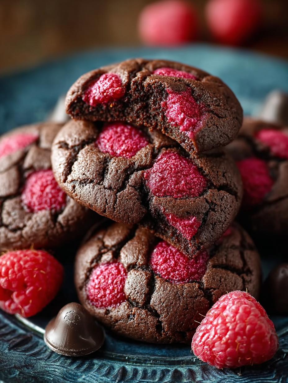 Raspberry Dark Chocolate Cookies: 24 Chewy Delights - Raspberry Dark Chocolate Cookies - additional detail
