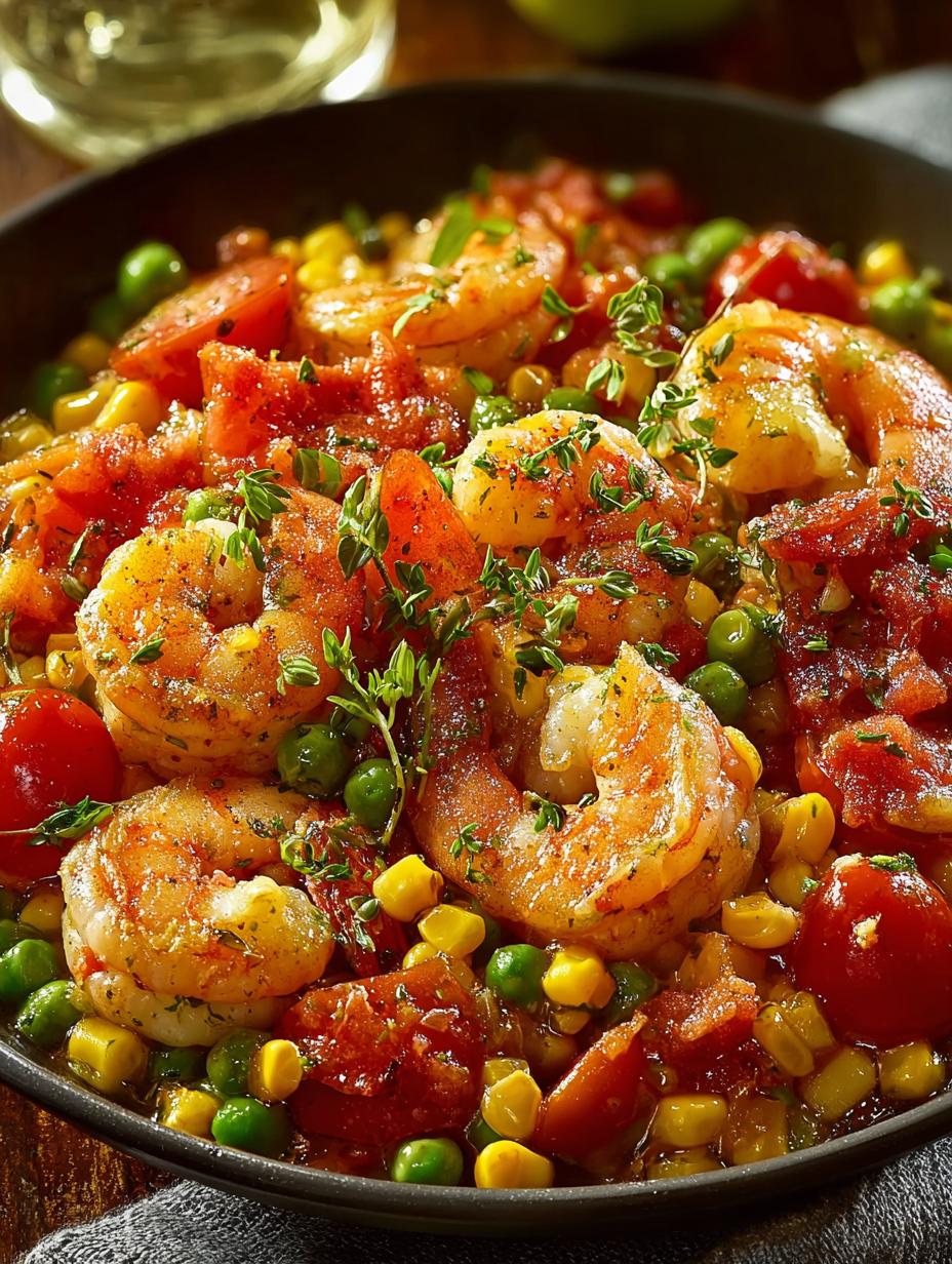 Shrimp Tomato Succotash Skillet