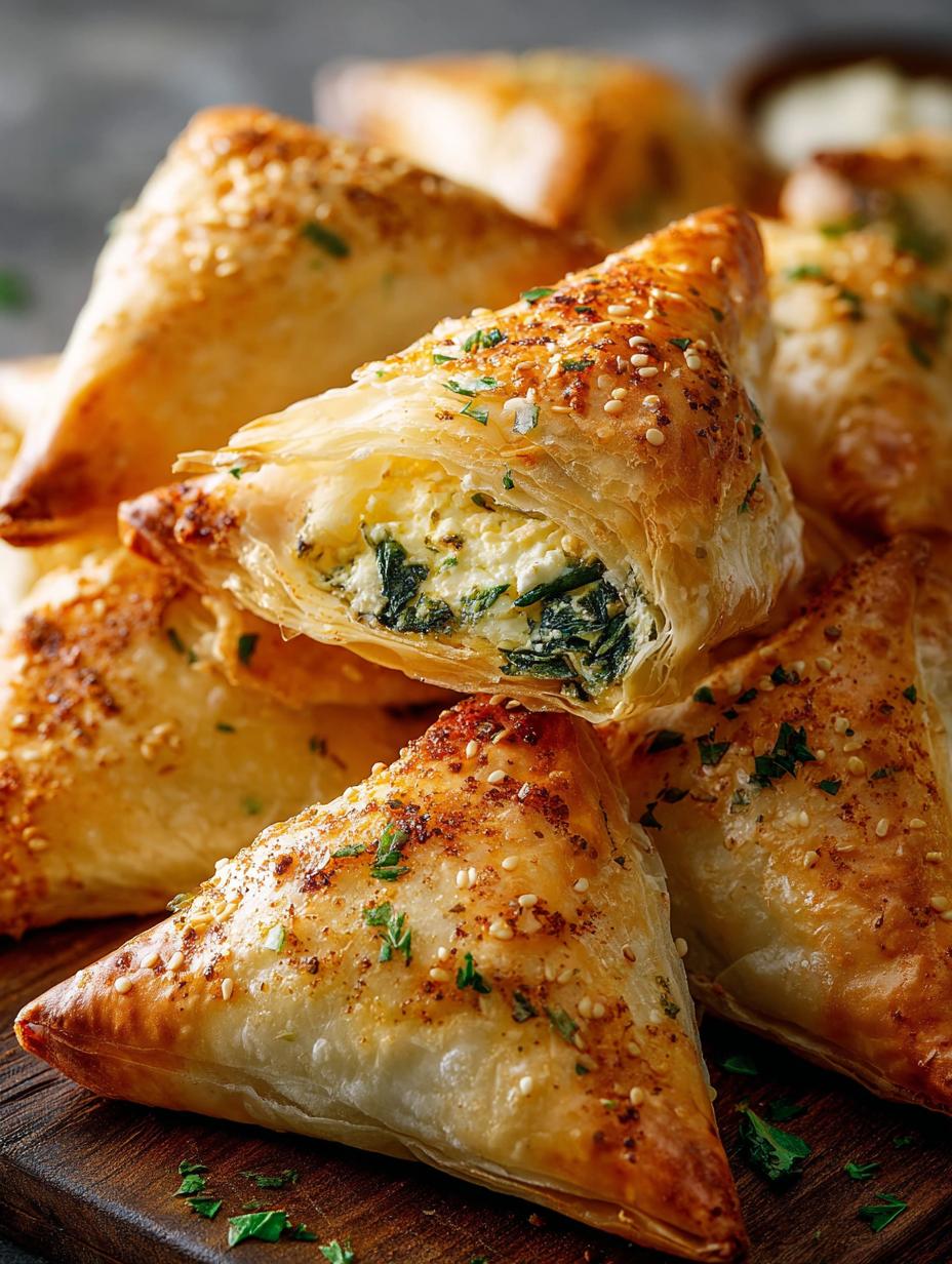 Spinach Feta Spanakopita Triangles