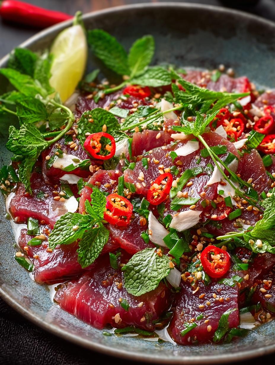 Savory Vietnamese Beef Carpaccio with Fresh Herbs and Zing 4 Savory Vietnamese Beef Carpaccio with Fresh Herbs and Zing - Vietnamese Beef Carpaccio - main visual representation
