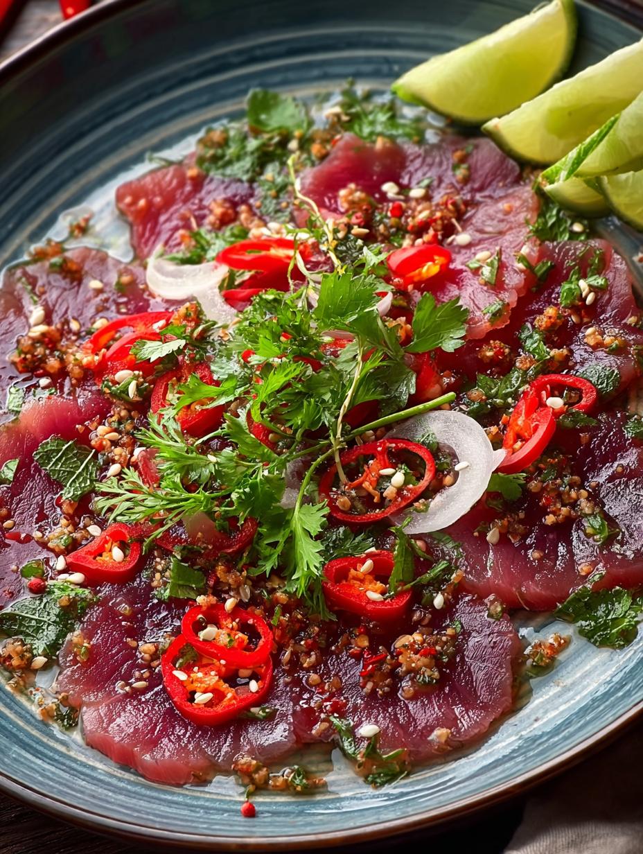 Savory Vietnamese Beef Carpaccio with Fresh Herbs and Zing - Vietnamese Beef Carpaccio - additional detail