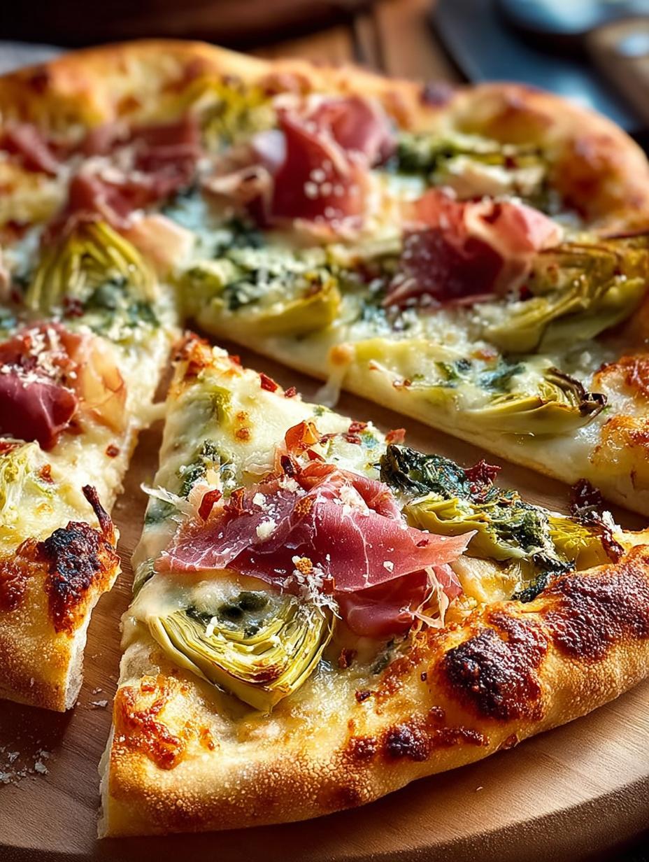 Delicious Artichoke Pizza with Prosciutto Recipe - Artichoke Pizza with Prosciutto - additional detail