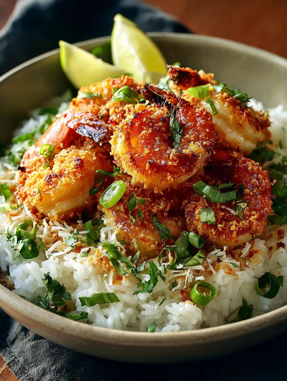 Baked Coconut Shrimp with Springy Rice for Tropical Bliss - Baked Coconut Shrimp with - additional detail