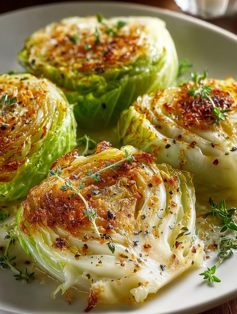 Delicious Cabbage Steaks with Cheese topped with melted cheddar