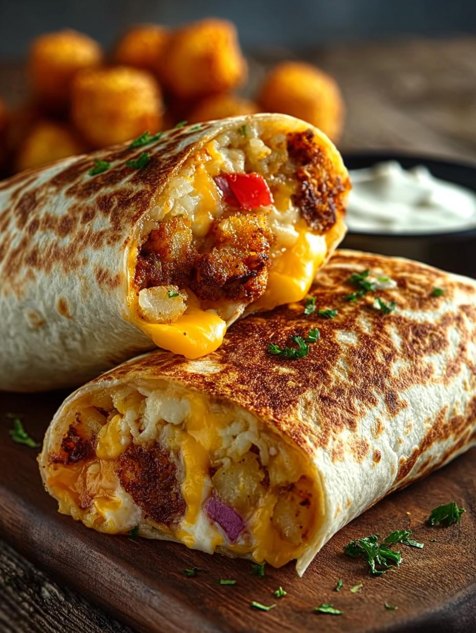 Cheesy Potato Burritos with Crispy Tater Tots Delight - Cheesy Potato Burritos with - main visual representation