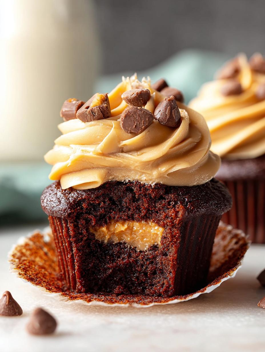 Indulge in 12 Moist Chocolate Cupcakes Peanut Butter - Chocolate Cupcakes Peanut Butter - additional detail
