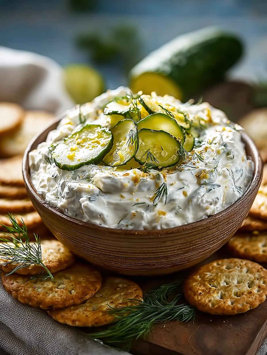 Creamy Cottage Cheese Dill Pickle Dip for Snacking - Cottage Cheese Dill Pickle - additional detail