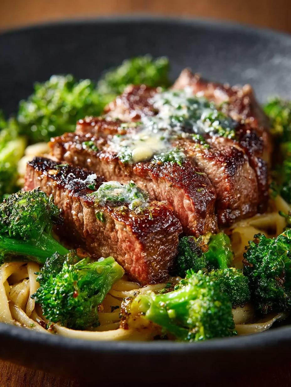 Delicious Cowboy Butter Steak Broccoli Linguine Recipe - Cowboy Butter Steak Broccoli - additional detail