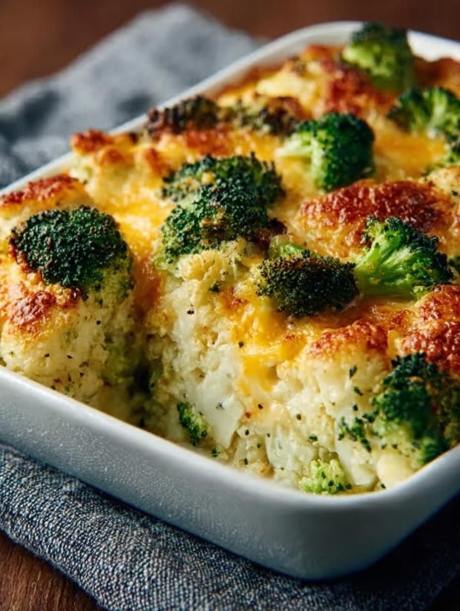 Creamy Cheesy Broccoli Cauliflower Casserole Delight - Creamy Cheesy Broccoli Cauliflower - main visual representation