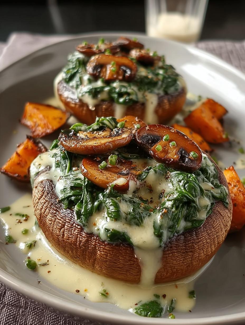 Creamy Mushroom Spinach Stuffed Sweet Potatoes Recipe - Creamy Mushroom Spinach Stuffed - main visual representation