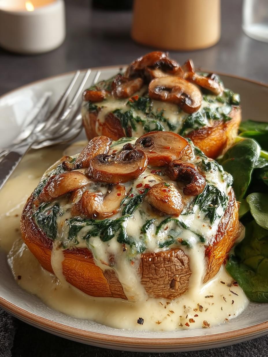 Creamy Mushroom Spinach Stuffed Sweet Potatoes Recipe - Creamy Mushroom Spinach Stuffed - additional detail