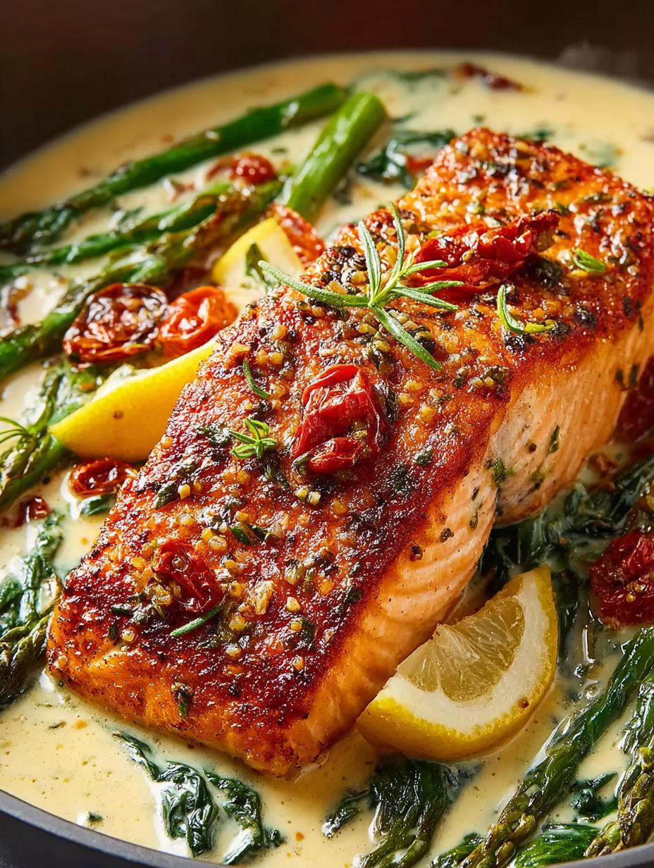 Creamy Tuscan Salmon with Sun-Dried Tomatoes: 30-Minute Delight 4 Creamy Tuscan Salmon with Sun-Dried Tomatoes: 30-Minute Delight - Creamy Tuscan Salmon with - main visual representation