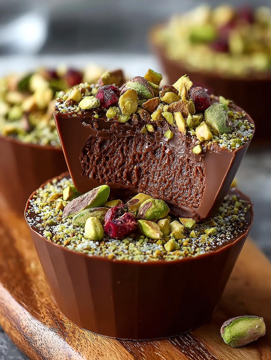 Dubai Chocolate Cups Filled with Crunchy Pistachio Delight - Dubai Chocolate Cups Filled - main visual representation