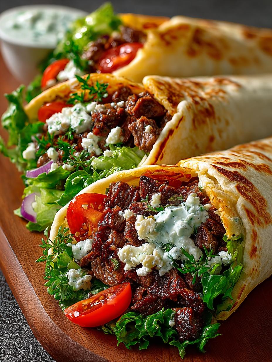Greek Beef Wraps with Creamy Feta Dill Sauce Delight - Greek Beef Wraps with - additional detail