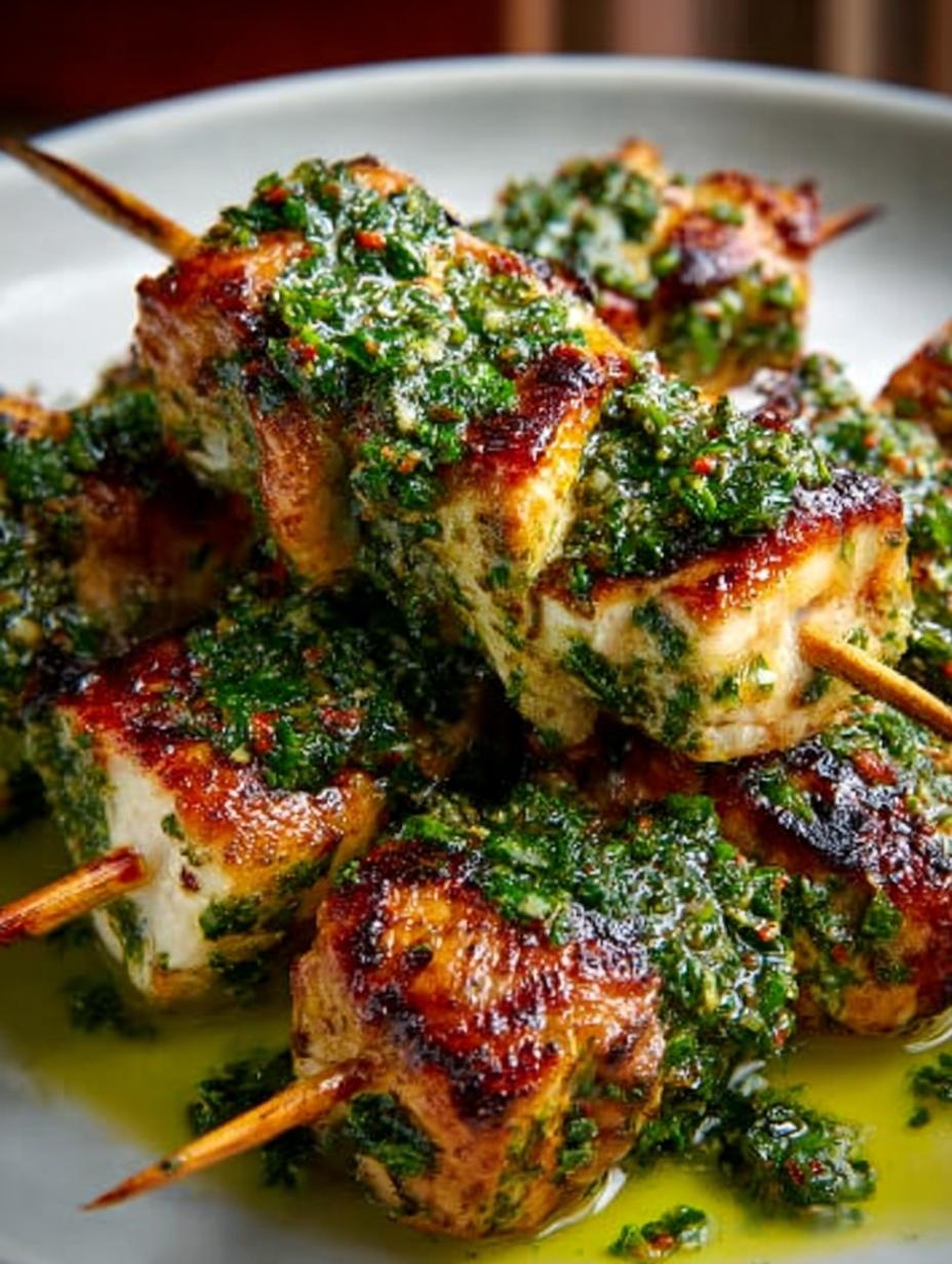 Grilled Chimichurri Chicken Skewers