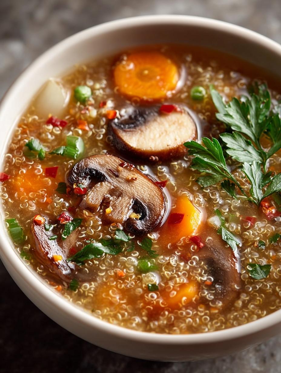 Hearty Mushroom Quinoa Soup
