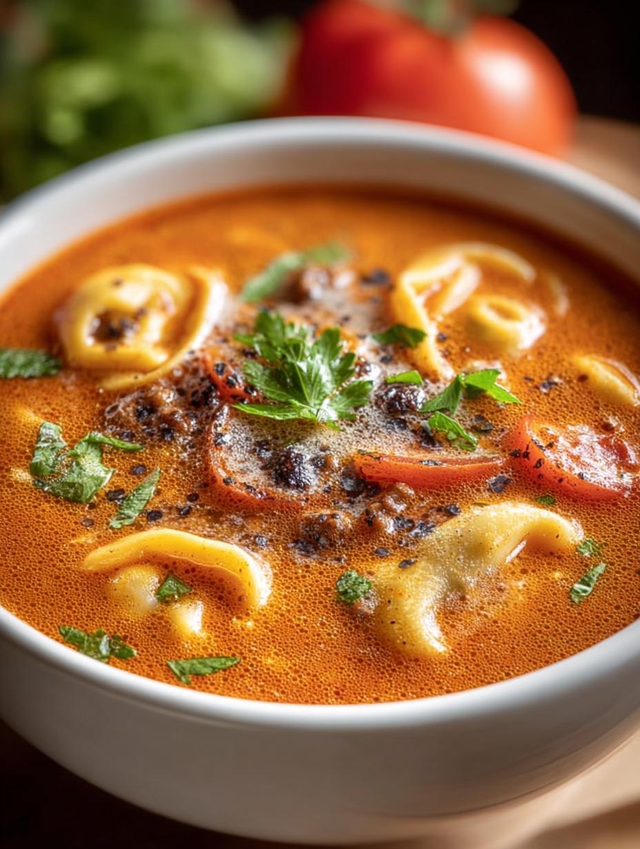 Hearty Mexican Tomato Soup with Ground Beef and Cheese - Mexican Tomato Soup with - additional detail