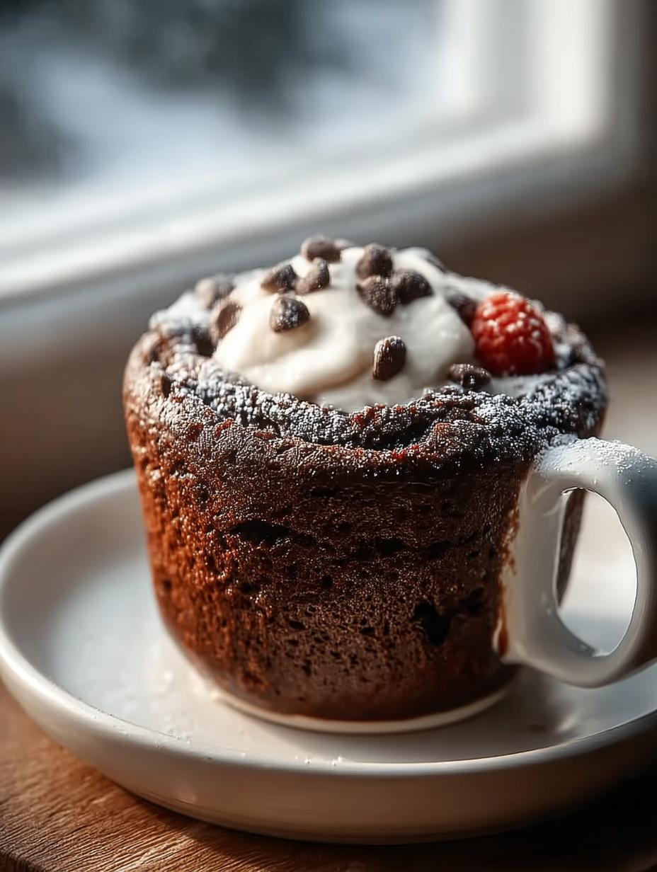 Irresistible Microwave Mug Cake fresh from the microwave in a cozy mug