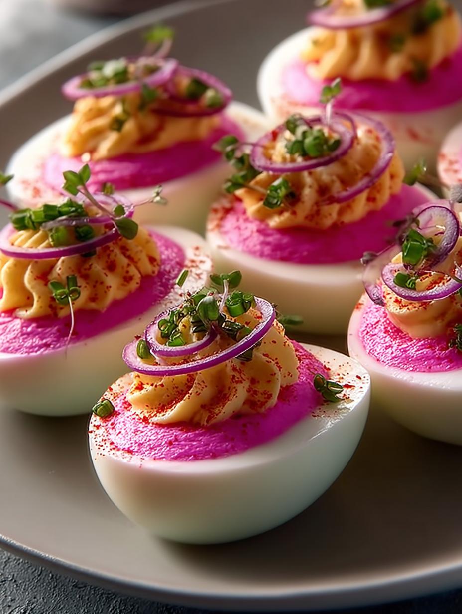 Pink Deviled Eggs