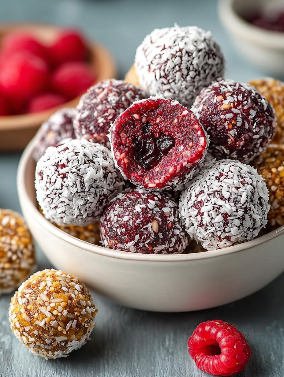 Raspberry Bliss Balls: 7 Irresistible Healthy Treats 4 Raspberry Bliss Balls: 7 Irresistible Healthy Treats - Raspberry Bliss Balls - main visual representation