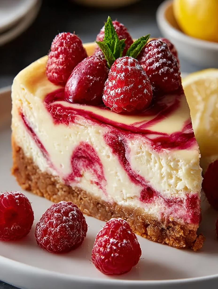 Raspberry Lemon Swirl Cheesecake: 10 Reasons to Indulge - Raspberry Lemon Swirl Cheesecake - additional detail