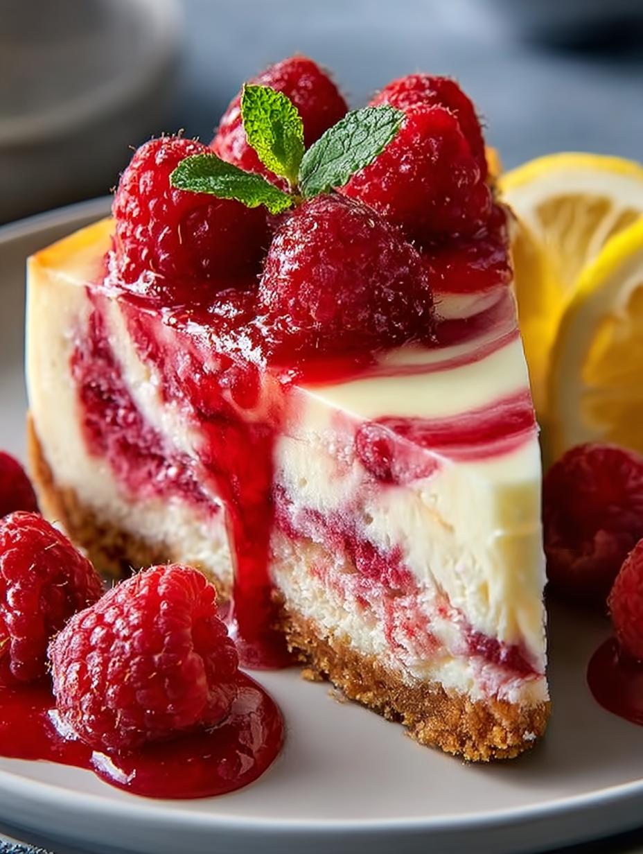 Raspberry Lemon Swirl Cheesecake