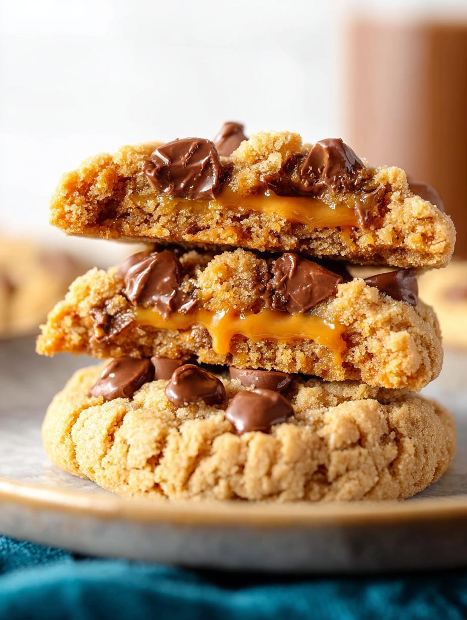 Irresistible Reeses Stuffed Peanut Butter Cookies fresh from oven on cooling rack