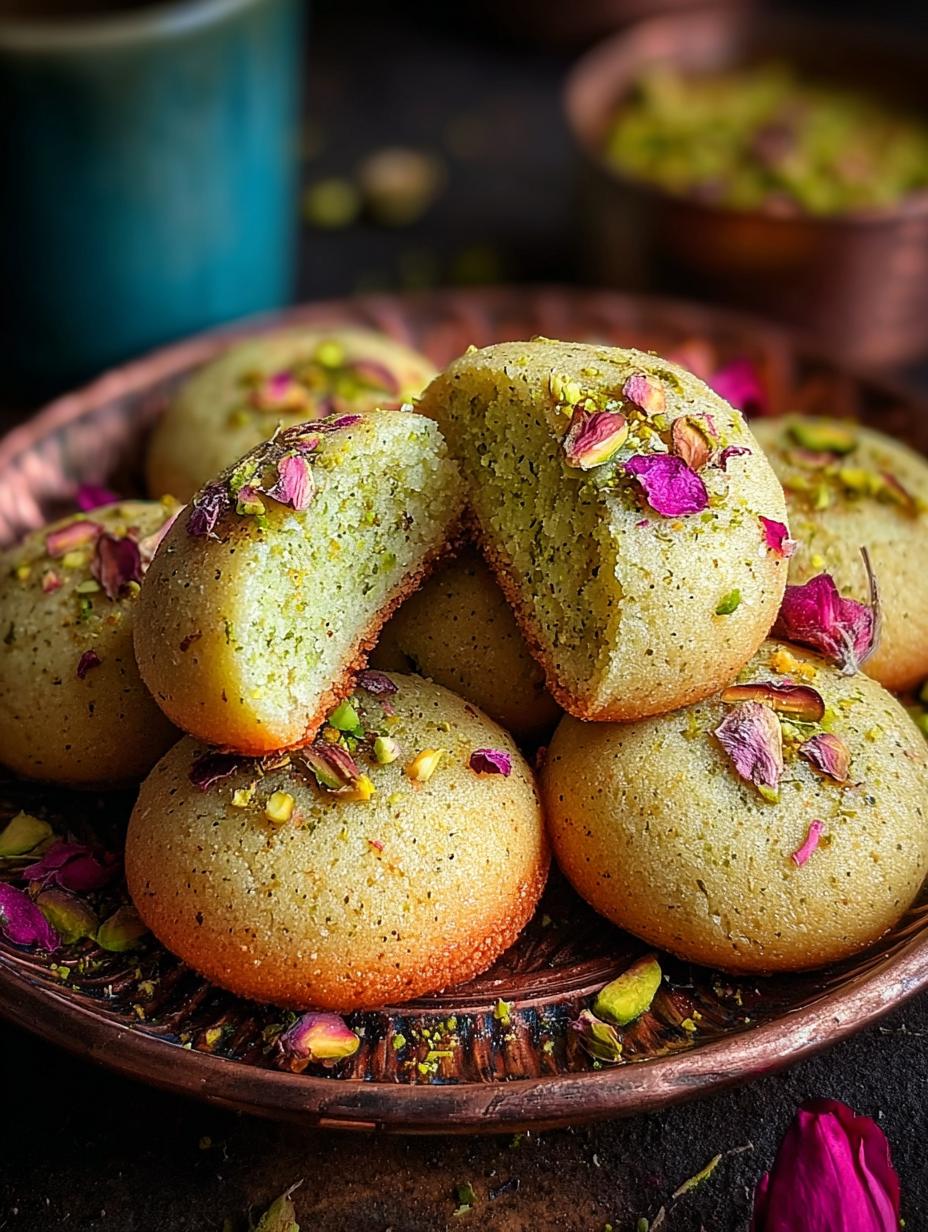 Rose Pistachio Saffron Nankhatai: 7 Irresistible Treats - Rose Pistachio Saffron Nankhatai - main visual representation