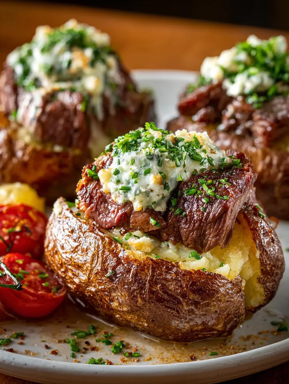 Steak Stuffed Baked Potatoes with Creamy Parmesan Sauce - Steak Stuffed Baked Potatoes - additional detail