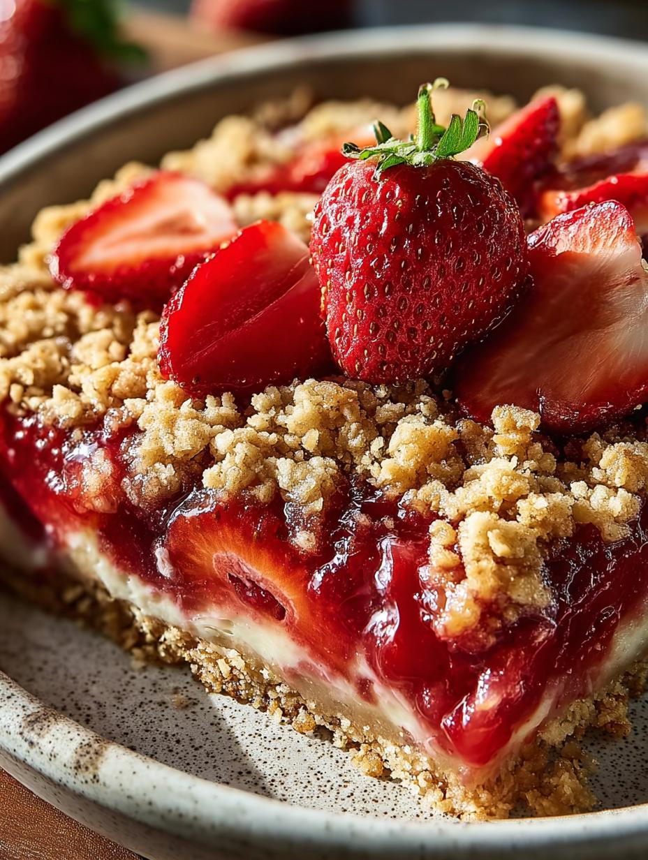Delicious Strawberry Crisp served warm with ice cream