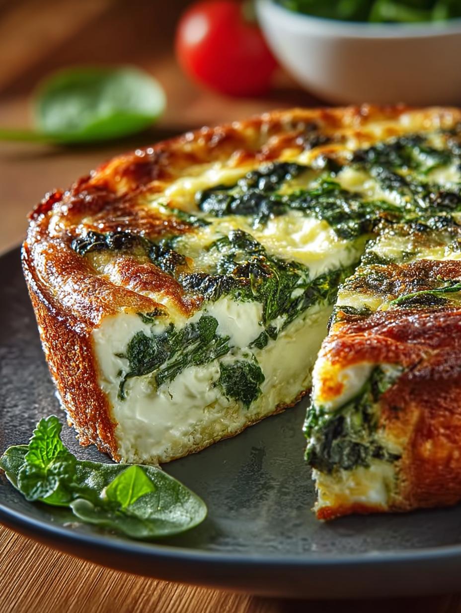 Cottage Cheese Spinach Crustless Blissful Bake - Cottage Cheese Spinach Crustless - additional detail