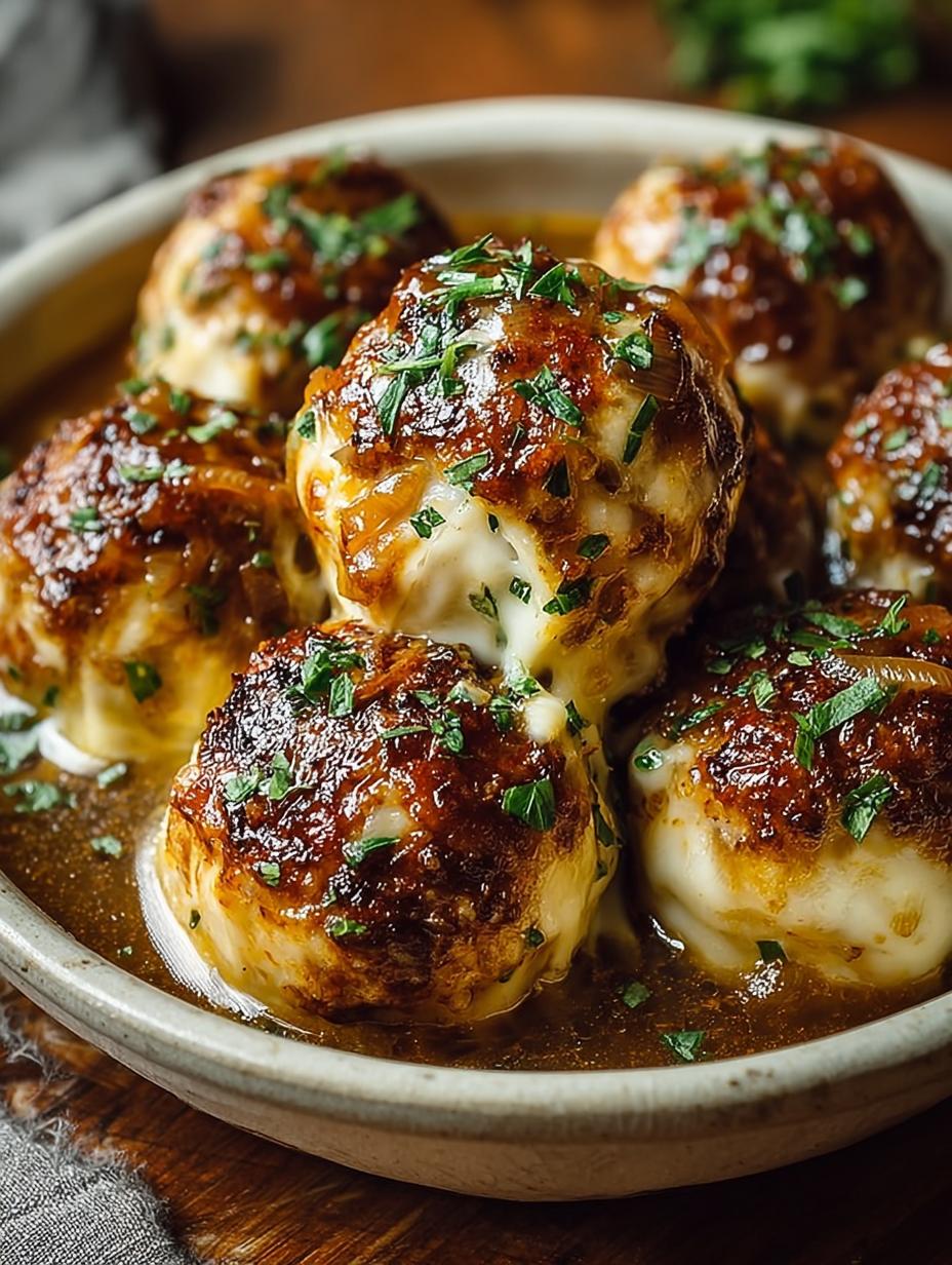 French Onion Meatballs