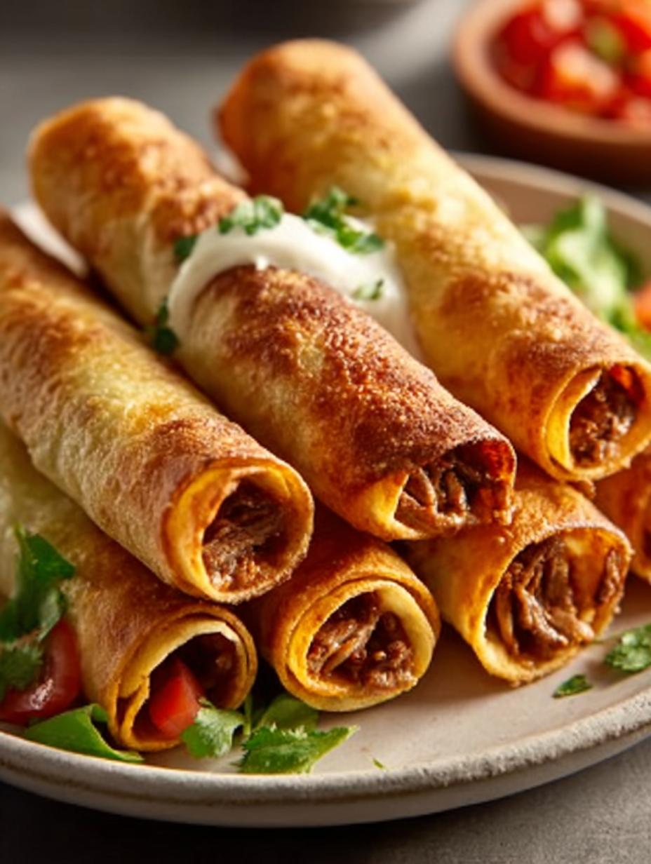 Green Chili Beef Taquitos