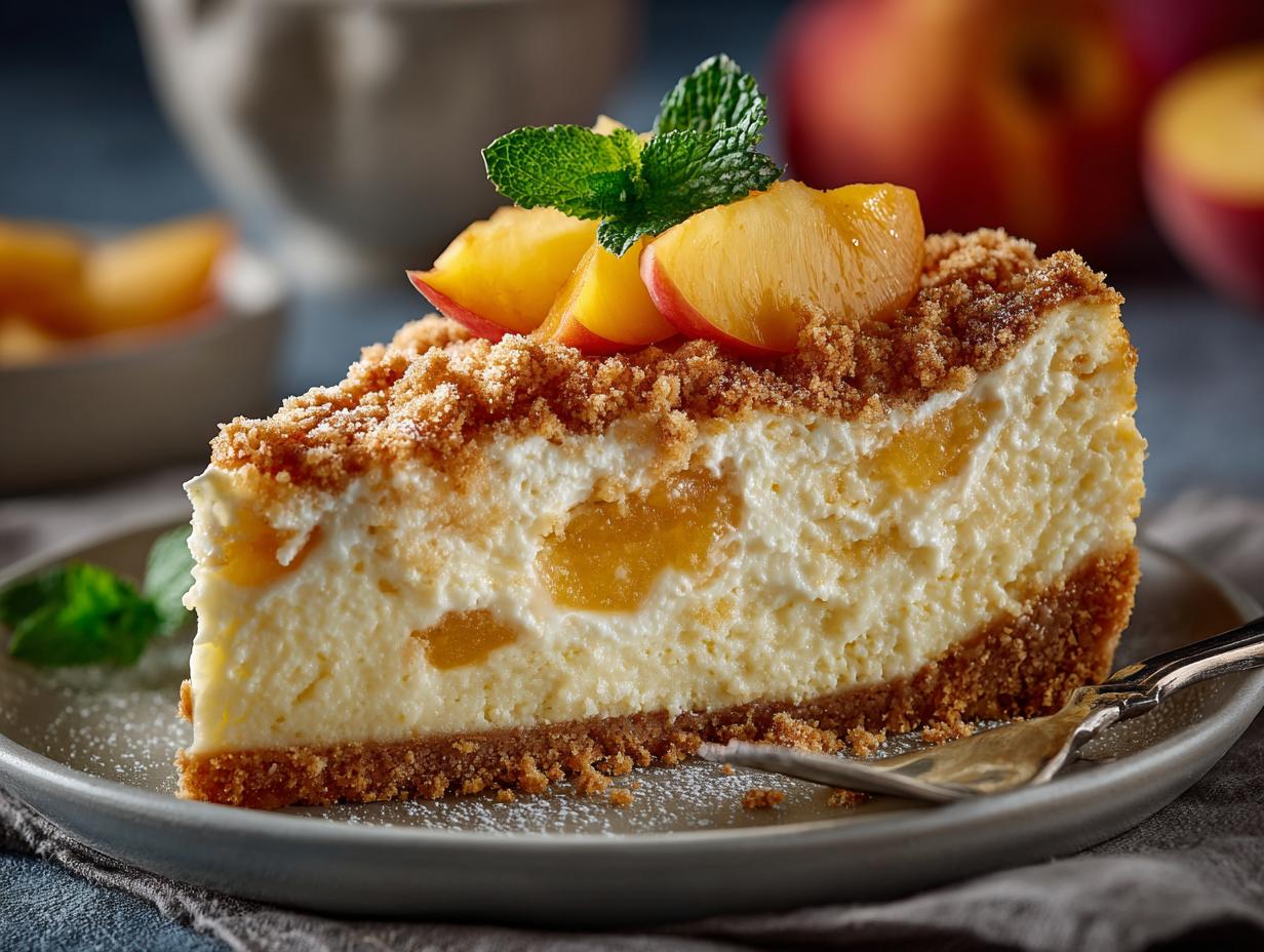 Peach Cobbler Cheesecake Fruit: 7 Irresistible Layers - Peach Cobbler Cheesecake Fruit - main visual representation