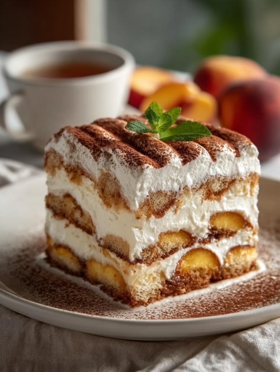 Peach Cream Summer Tiramisu: 7 Irresistible Layers - Peach Cream Summer Tiramisu - main visual representation