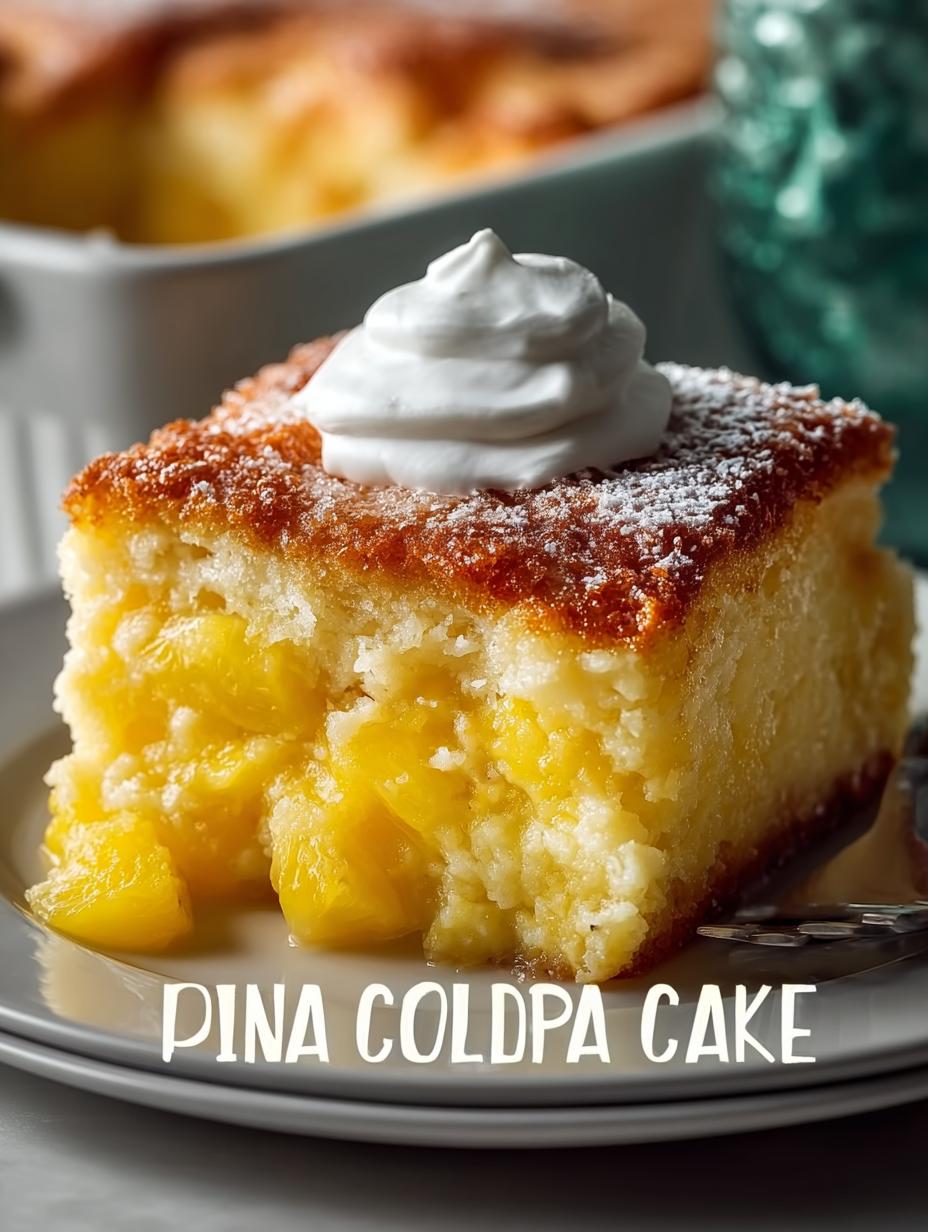 Delicious Pina Colada Dump Cake served with a scoop of ice cream