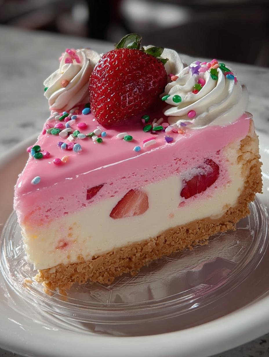 Indulge in 7 Layers of Pink Birthday Cheesecake - Pink Birthday Cheesecake Slice - additional detail