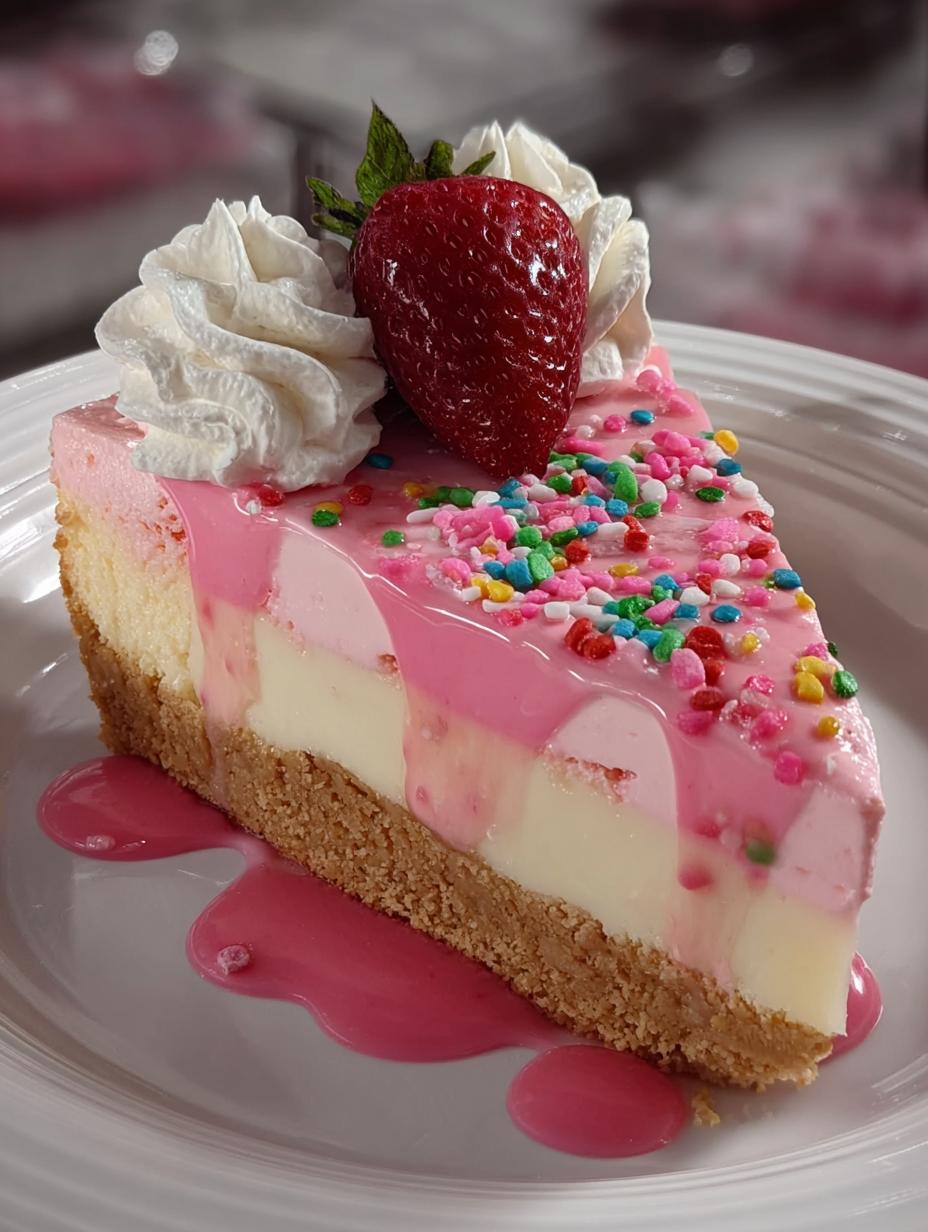 Pink Birthday Cheesecake Slice